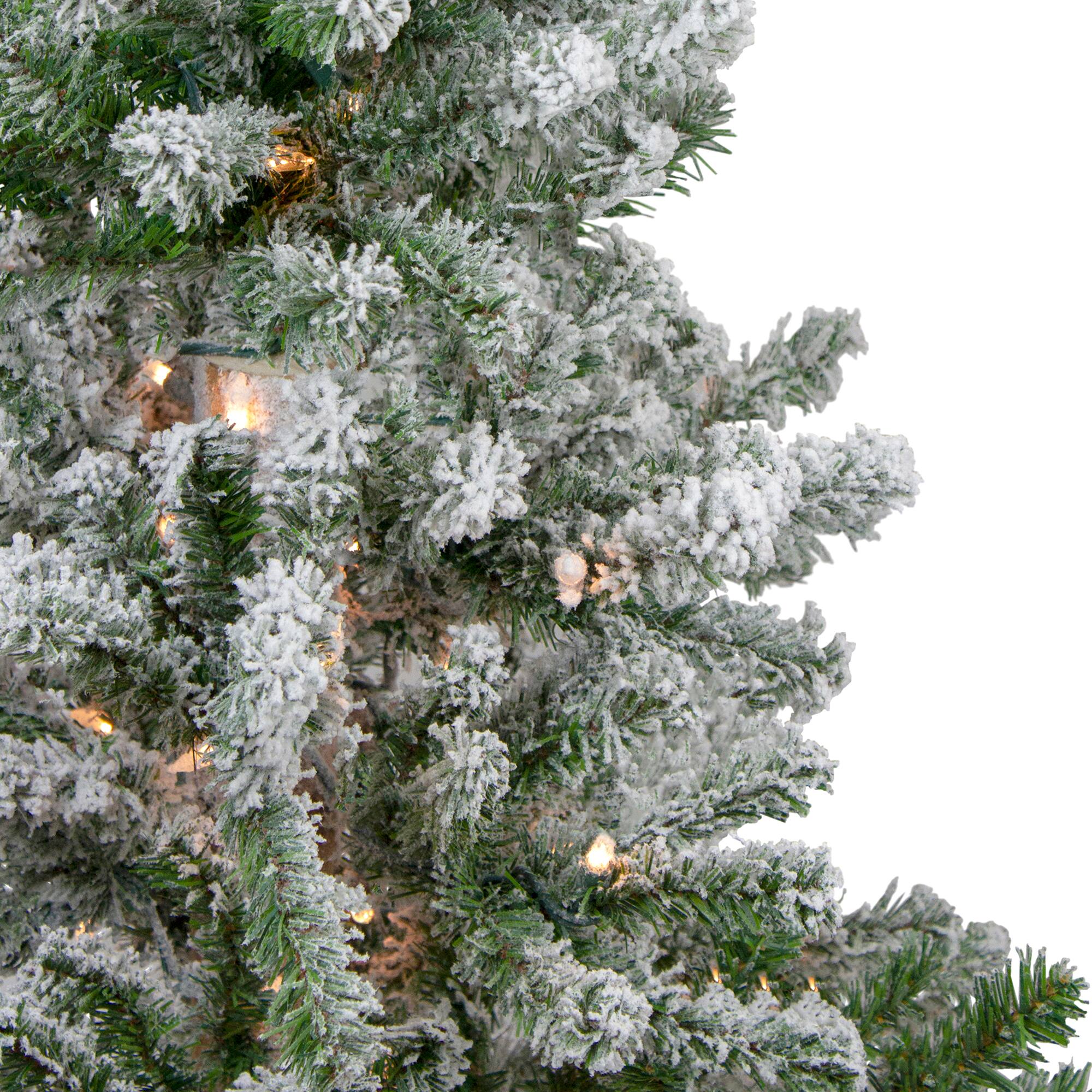 3ft. Pre-Lit Flocked Alpine Artificial Christmas Tree, Clear Lights